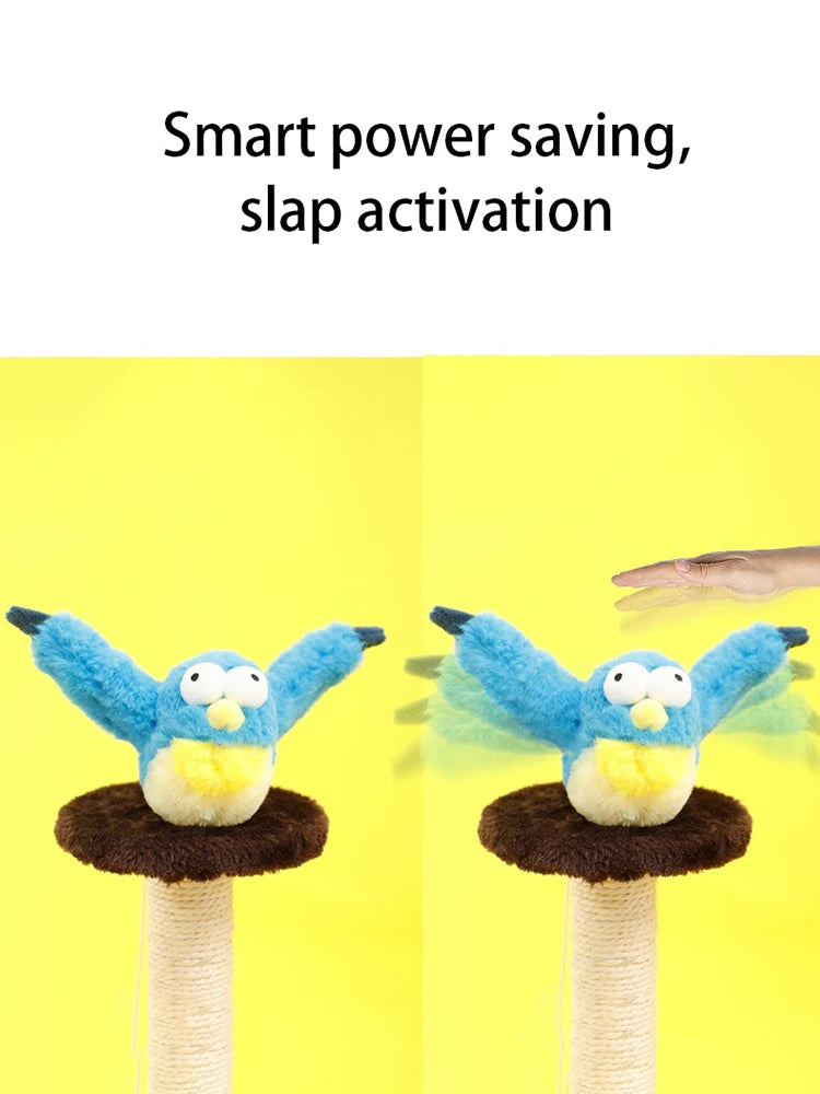 Interactive Cat Toys Rechargeable Flying Bird Cat Toy Chirping Flapping Bird(no Flying) Can Add Catnip Touch Activated Plush Toy