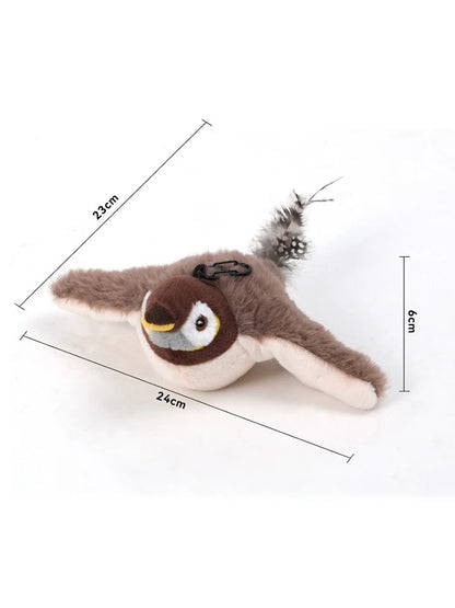 Interactive Cat Toys Rechargeable Flying Bird Cat Toy Chirping Flapping Bird(no Flying) Can Add Catnip Touch Activated Plush Toy