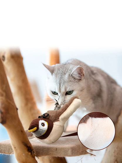 Interactive Cat Toys Rechargeable Flying Bird Cat Toy Chirping Flapping Bird(no Flying) Can Add Catnip Touch Activated Plush Toy